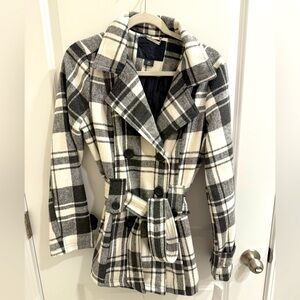 NWT Plaid Double-Breasted Women's Coat